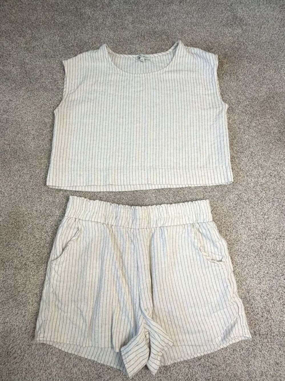 Hunter & Brown Striped Linen Blend Lounge Set, Large